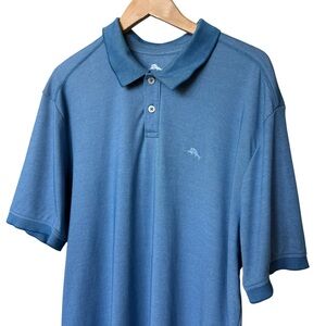 Tommy Bahama Men's Blue Short Sleeve Polo Shirt XXL Casual Stretch Golf Active